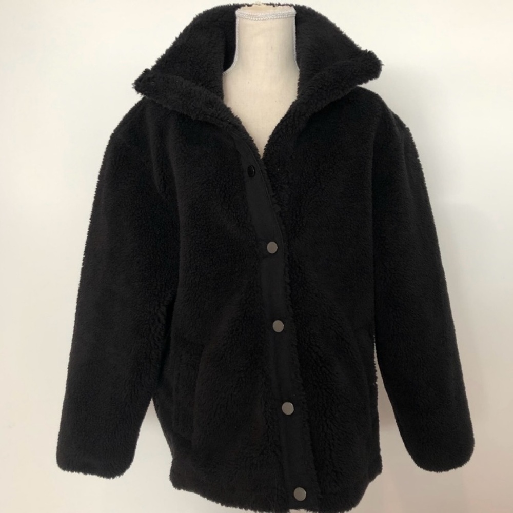 Anthropologist Varley Clemson Black Sherpa Jacket NWT size M